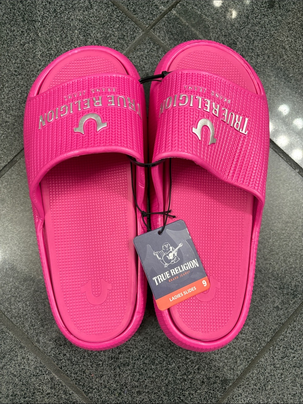 True Religion Kids Hot Pink Slide Sandals